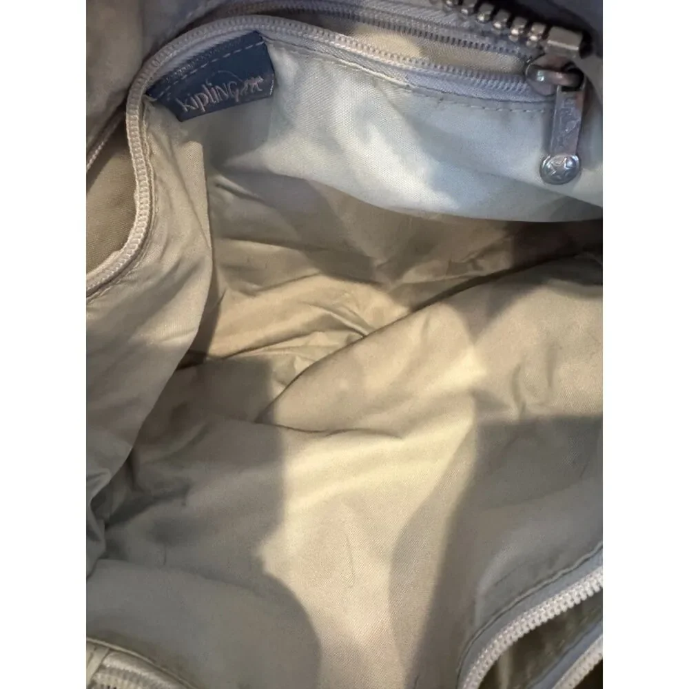 Kipling Inca Top Handle Nylon Bag Dusty Blue Top Zip